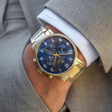  Shop Authentic Tommy Hilfiger Daniel Chronograph Blue Dial Gold Steel Strap Watch for Men - 1710384 - Luxxuri