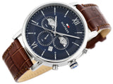  Shop Authentic Tommy Hilfiger Evan Chronograph Blue Dial Brown Leather Strap Watch for Men - 1710393 - Luxxuri