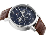  Shop Authentic Tommy Hilfiger Evan Chronograph Blue Dial Brown Leather Strap Watch for Men - 1710393 - Luxxuri