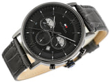  Shop Authentic Tommy Hilfiger Evan Black Dial Black Leather Strap Watch for Men - 1710395 - Luxxuri