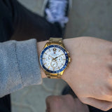  Shop Authentic Tommy Hilfiger Luke Chronograph White Dial Gold Steel Strap Watch for Men - 1791121 - Luxxuri