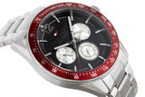  Shop Authentic Tommy Hilfiger Luke Chronograph Black Dial Silver Steel Strap Watch for Men - 1791122 - Luxxuri