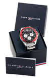  Shop Authentic Tommy Hilfiger Luke Chronograph Black Dial Silver Steel Strap Watch for Men - 1791122 - Luxxuri