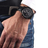  Shop Authentic Tommy Hilfiger Aden Chronograph Black Dial Black Leather Strap Watch for Men - 1791310 - Luxxuri