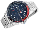  Shop Authentic Tommy Hilfiger Bank Chronograph Blue Dial Silver Steel Strap Watch for Men - 1791718 - Luxxuri