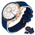 Shop Authentic Tommy Hilfiger Bank Multifunction Quartz White Dial Blue Rubber Strap Watch for Men - 1791778 - Luxxuri