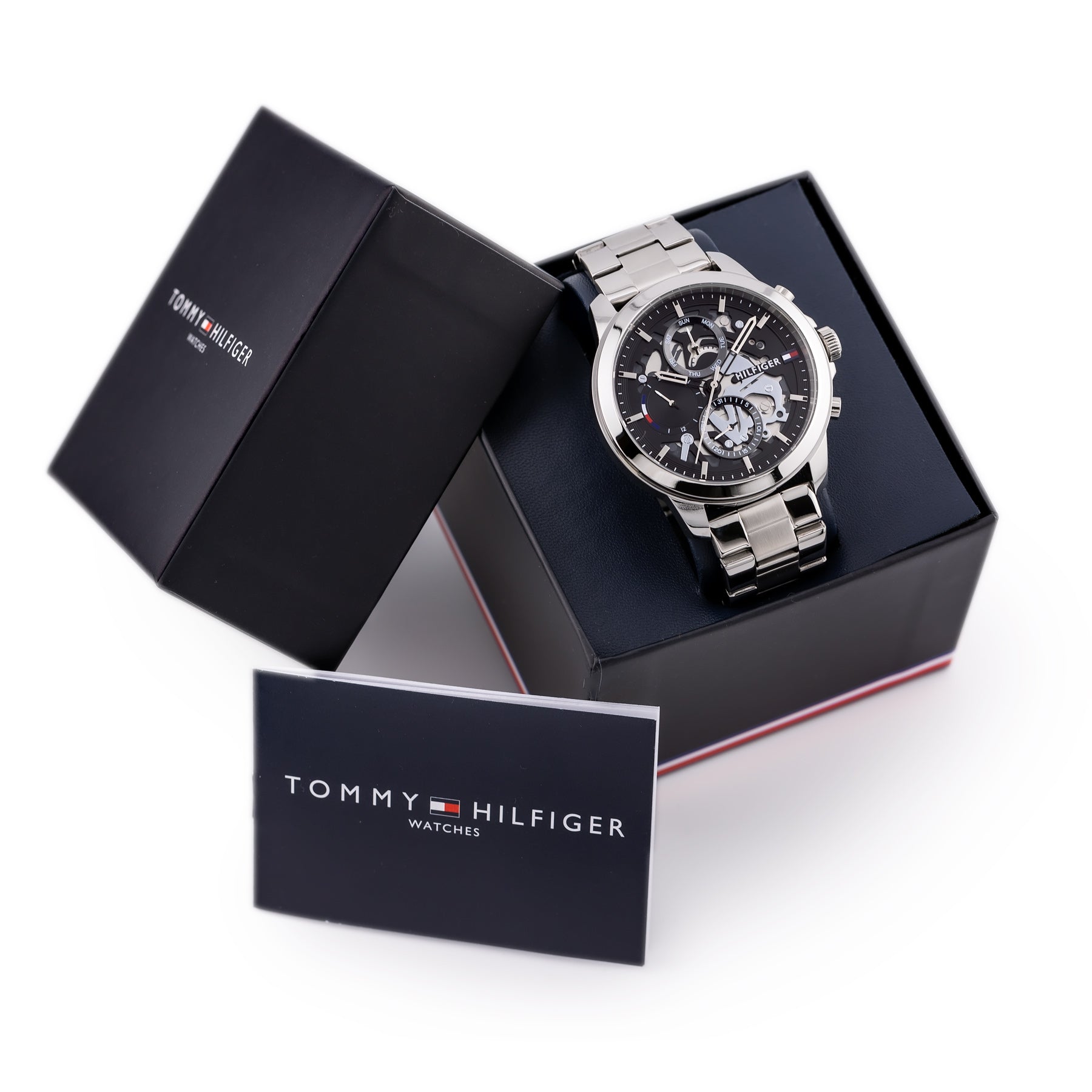  Shop Authentic Tommy Hilfiger Henry Chronograph Black Dial Silver Steel Strap Watch For Men - 1710477 - Luxxuri