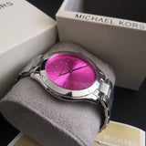  Shop Authentic Michael Kors Slim Runway Quartz Pink Dial Silver Steel Strap Watch For Women - MK3291 - Luxxuri