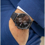  Shop Authentic Tommy Hilfiger West Chronograph Black Dial Black Leather Strap Watch For Men - 1791711 - Luxxuri