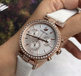  Shop Authentic Swarovski Era Journey Silver Dial White Leather Strap Watch for Women - 5295369 - Luxxuri