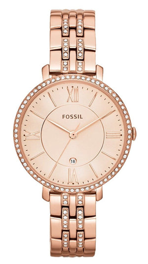  Shop Authentic Fossil Jacqueline Rose Gold Dial Rose Gold Steel Strap Watch for Women - ES3546 - Luxxuri
