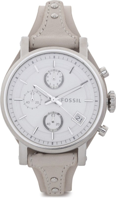  Shop Authentic Fossil Boyfriend White Dial Beige Leather Strap Watch for Women - ES3811 - Luxxuri