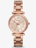  Shop Authentic Fossil Carlie Rose Gold Dial Rose Gold Steel Strap Watch for Women - ES4301 - Luxxuri