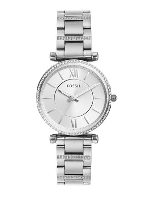  Shop Authentic Fossil Carlie Silver Dial Silver Steel Strap Watch for Women - ES4341 - Luxxuri