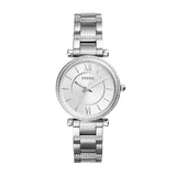  Shop Authentic Fossil Carlie Silver Dial Silver Steel Strap Watch for Women - ES4341 - Luxxuri