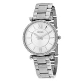  Shop Authentic Fossil Carlie Silver Dial Silver Steel Strap Watch for Women - ES4341 - Luxxuri