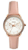  Shop Authentic Fossil Tailor Quartz White Dial Pink Leather Strap Watch for Women - ES4393 - Luxxuri