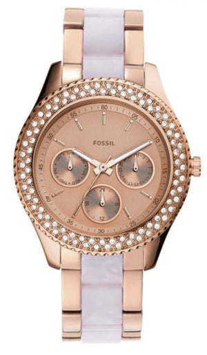  Shop Authentic Fossil Stella Multifunction Rose Gold Dial Two Tone Steel Strap Watch for Women - ES4755 - Luxxuri