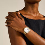  Shop Authentic Fossil Jacqueline Moonphase Mother of Pearl Dial Gold Steel Strap Watch for Women - ES5167 - Luxxuri