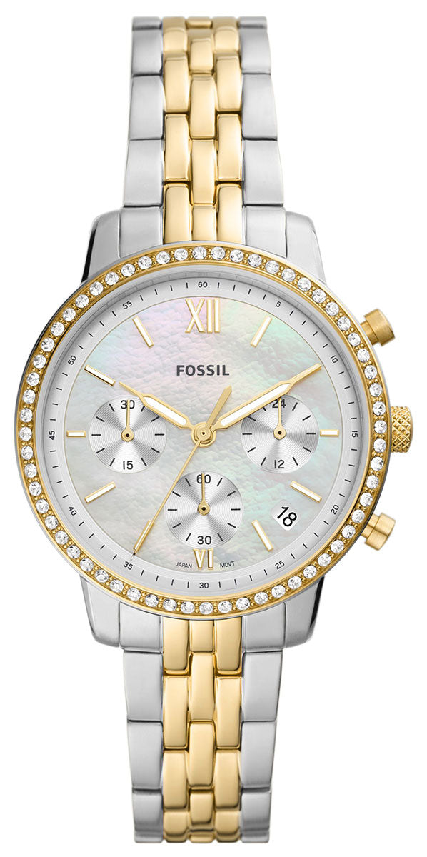  Shop Authentic Fossil Neutra Chronograph Mother of Pearl White Dial Two Tone Steel Strap Watch for Women - ES5216 - Luxxuri