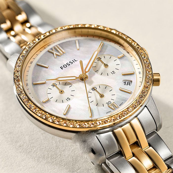  Shop Authentic Fossil Neutra Chronograph Mother of Pearl White Dial Two Tone Steel Strap Watch for Women - ES5216 - Luxxuri