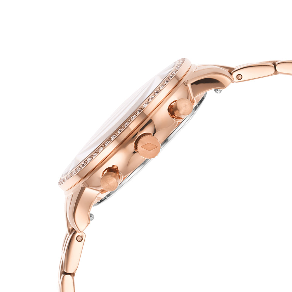  Shop Authentic Fossil Neutra Chronograph Mother of Pearl Brown Dial Rose Gold Steel Strap Watch for Women - ES5218 - Luxxuri