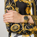  Shop Authentic Versace V-Twist Black Dial Gold Mesh Bracelet Watch for Women - VELS00819 - Luxxuri