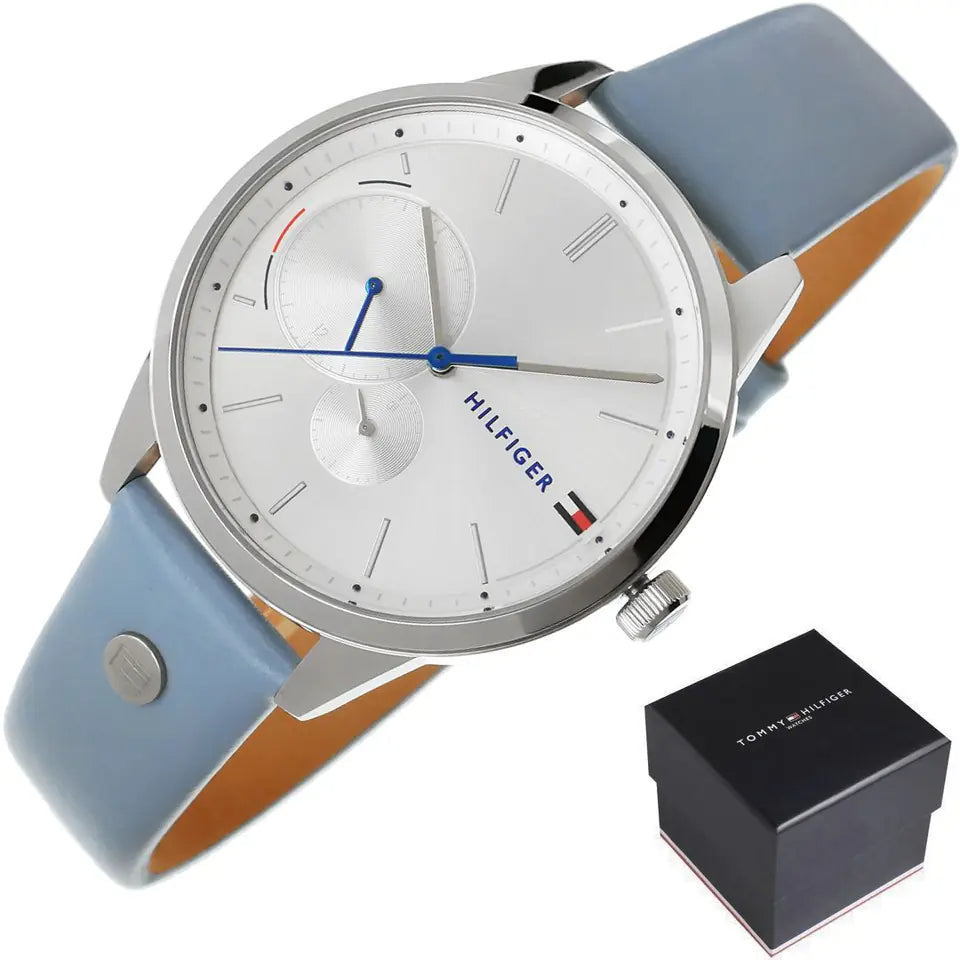  Shop Authentic Tommy Hilfiger Brooke Silver Dial Blue Leather Strap Watch for Women - 1782023 - Luxxuri