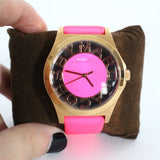  Shop Authentic Marc Jacobs Henry Skeleton Pink Dial Pink Leather Strap Watch for Women - MBM1243 - Luxxuri