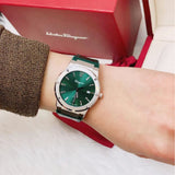  Shop Authentic Salvatore Ferragamo F-80 Classic Green Dial Green Leather Strap Watch for Men - SFDT00119 - Luxxuri