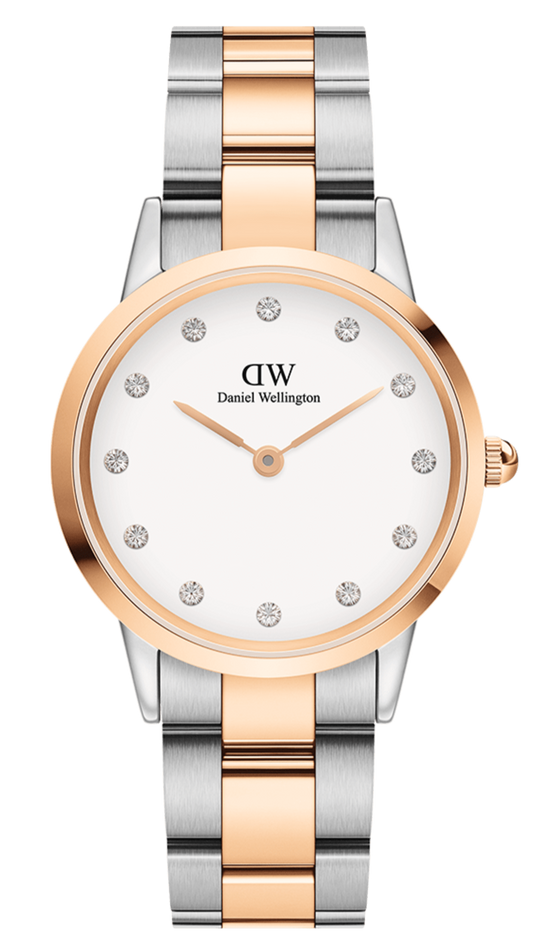  Shop Authentic Daniel Wellington Iconic Link White Dial Two Tone Steel Strap Watch For Women - DW00100359 - Luxxuri