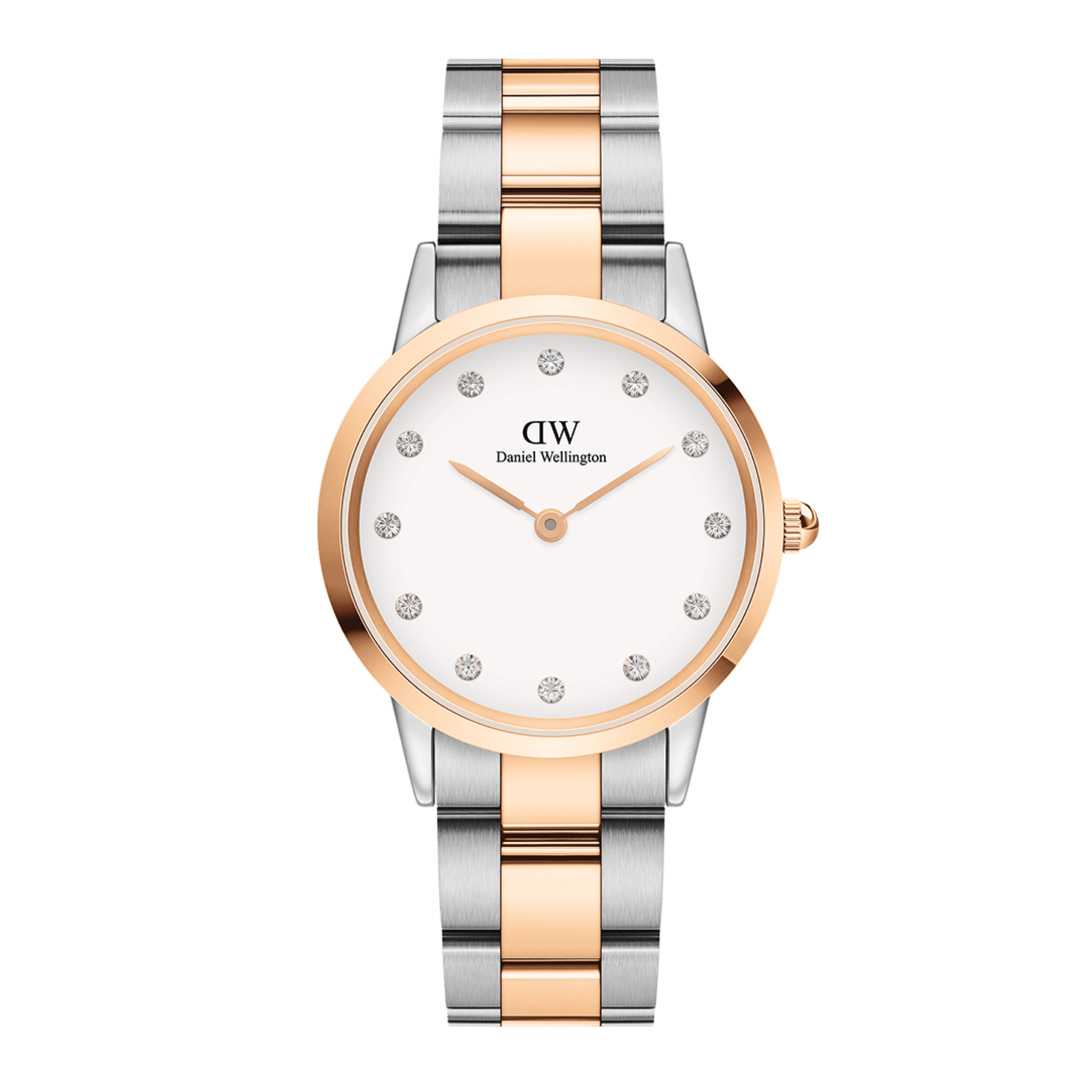  Shop Authentic Daniel Wellington Iconic Link White Dial Two Tone Steel Strap Watch For Women - DW00100358 - Luxxuri