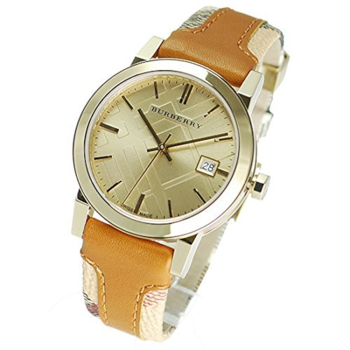  Shop Authentic Burberry The City Gold Dial Brown Leather Strap Watch for Women - BU9133 - Luxxuri