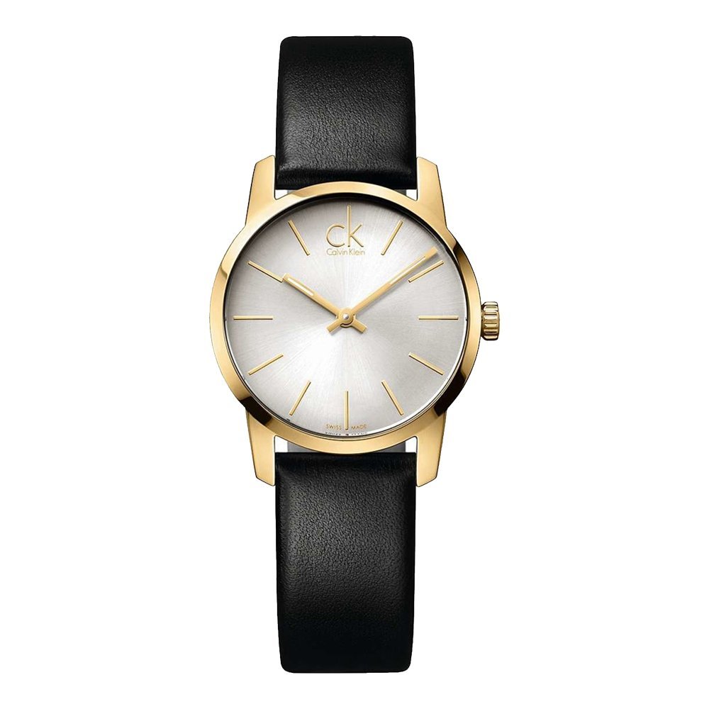  Shop Authentic Calvin Klein City Silver Dial Black Leather Strap Watch For Women - K2G23520 - Luxxuri