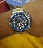  Shop Authentic Fossil FB-01 Automatic Skeleton Blue Dial Two Tone Steel Strap Watch for Men - ME3191 - Luxxuri
