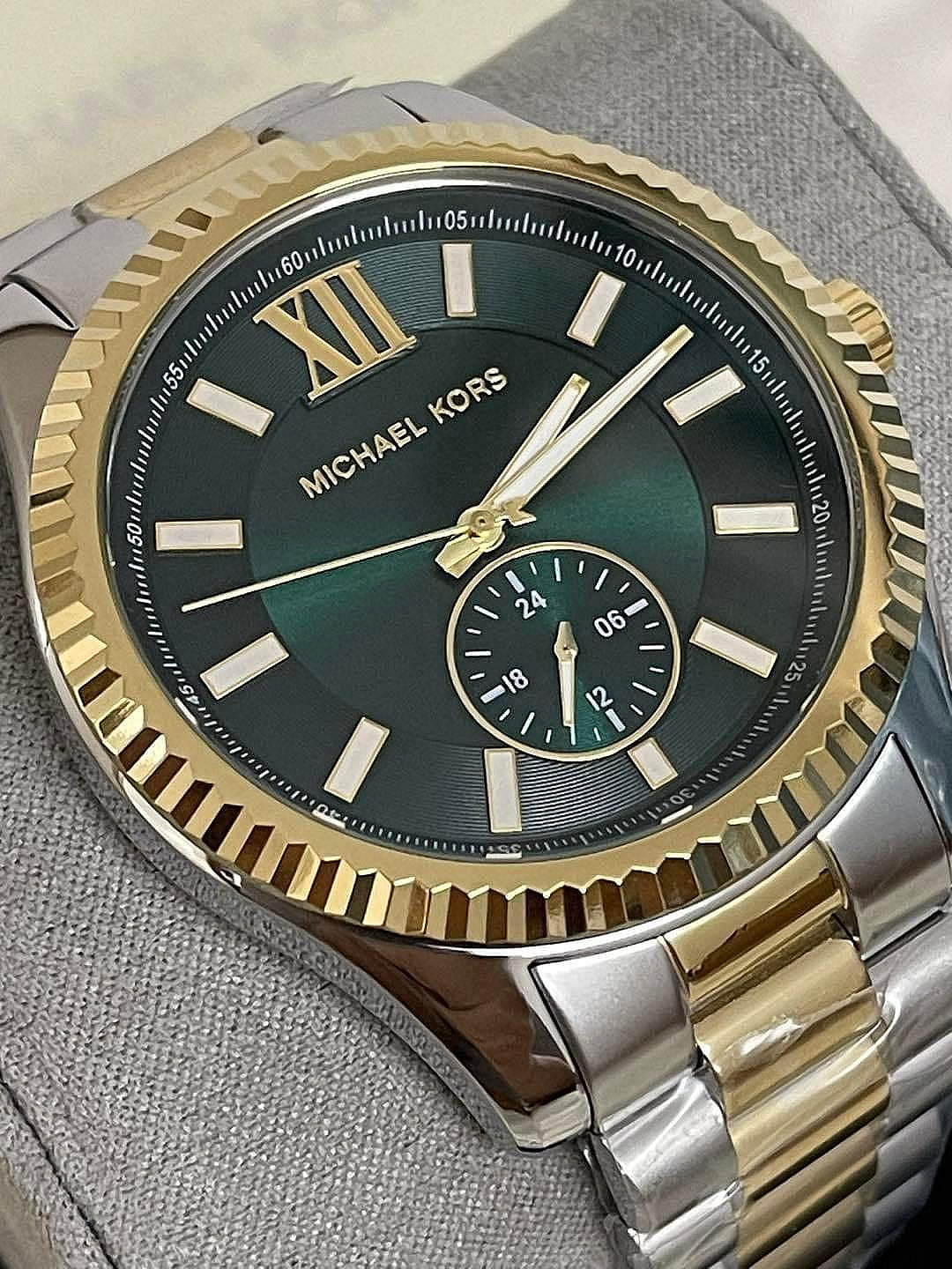  Shop Authentic Michael Kors Lexington Quartz Green Dial Two Tone Steel Strap Watch For Men - MK9063 - Luxxuri