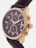  Shop Authentic Guess Exec Chronograph Brown Dial Brown Leather Strap Watch For Men - W0076G4 - Luxxuri