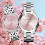  Shop Authentic Michael Kors Slim Runway Quartz Pink Dial Silver Steel Strap Watch For Women - MK3380 - Luxxuri