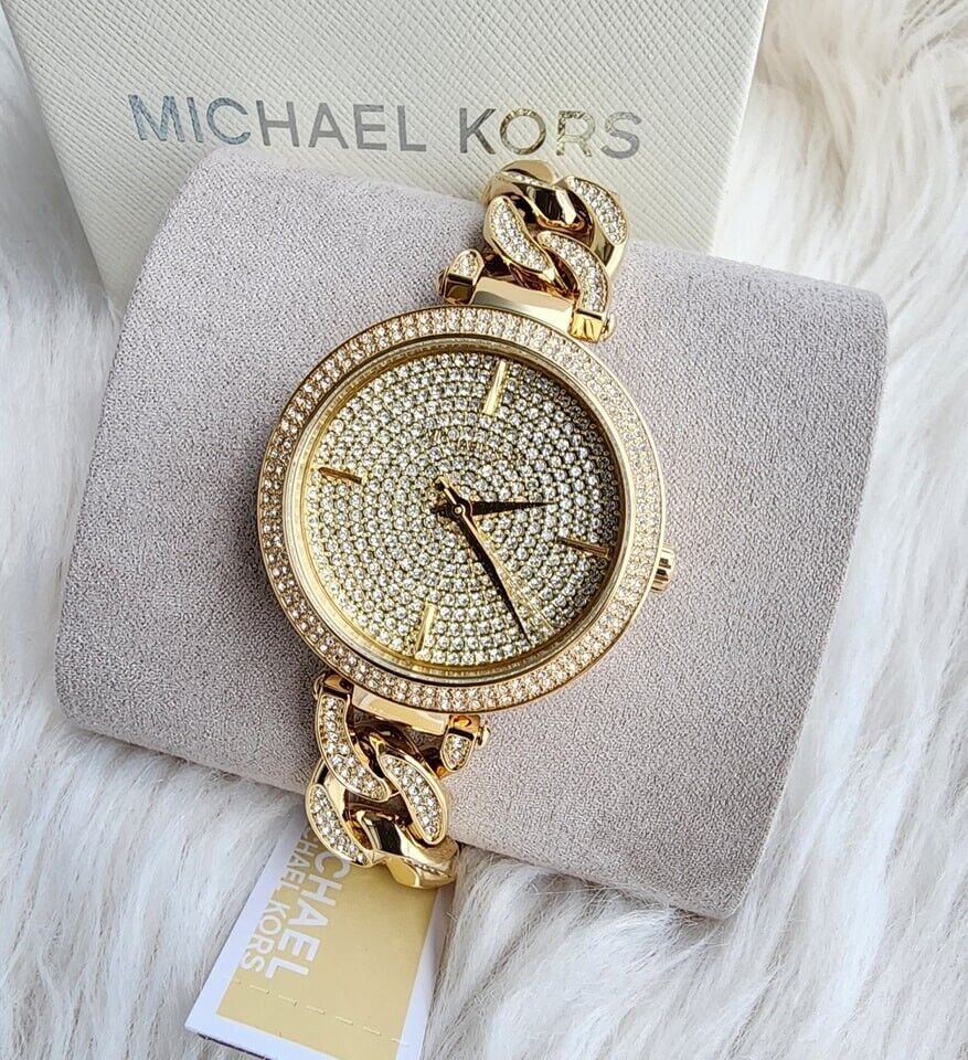  Shop Authentic Michael Kors Catelyn Crystals Gold Dial Gold Steel Strap Watch For Women - MK4674 - Luxxuri