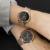  Shop Authentic Calvin Klein Minimal Black Dial Rose Gold Mesh Bracelet Watch for Men - K3M22621 - Luxxuri