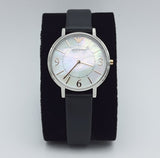  Shop Authentic Emporio Armani Kappa White Mother of Pearl Dial Black Leather Strap Watch For Women - AR2509 - Luxxuri