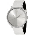 Shop Authentic Calvin Klein Accent Silver Dial White Leather Strap Watch for Men - K2Y2X1KW - Luxxuri
