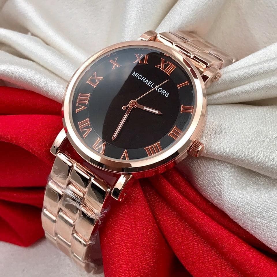  Shop Authentic Michael Kors Noire Black Dial Rose Gold Steel Strap Watch for Women - MK3585 - Luxxuri