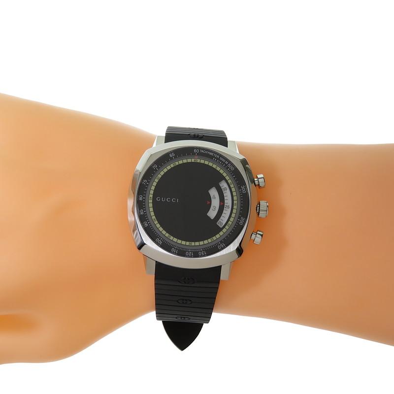  Shop Authentic Gucci Grip Chronograph Black Dial Black Rubber Strap Watch For Men - YA157301 - Luxxuri