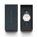  Shop Authentic Daniel Wellington Classic Somerset White Dial Blue Leather Strap Watch For Women - DW00100123 - Luxxuri