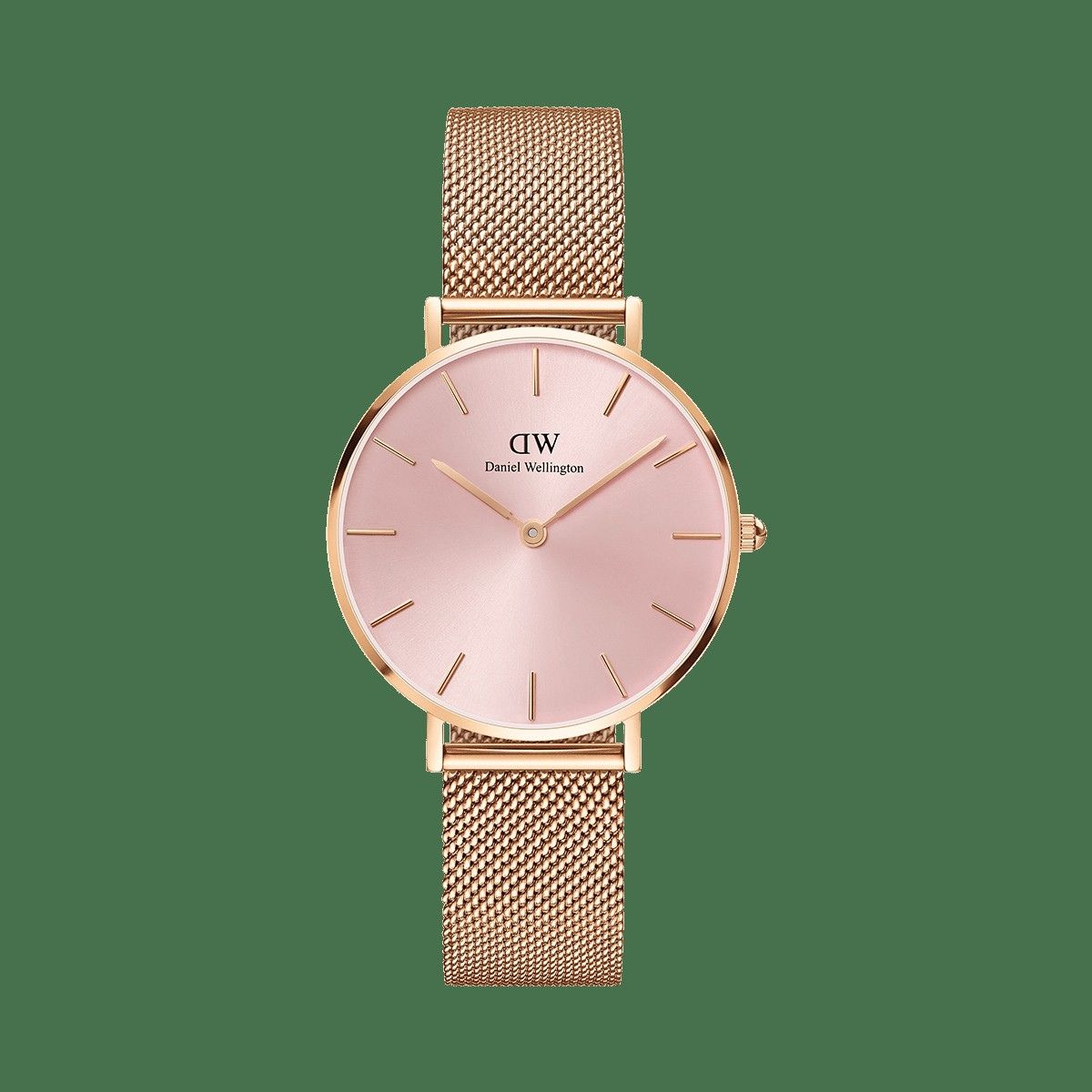  Shop Authentic Daniel Wellington Petite Melrose Pink Dial Rose Gold Mesh Strap Watch For Women - DW00100367 - Luxxuri