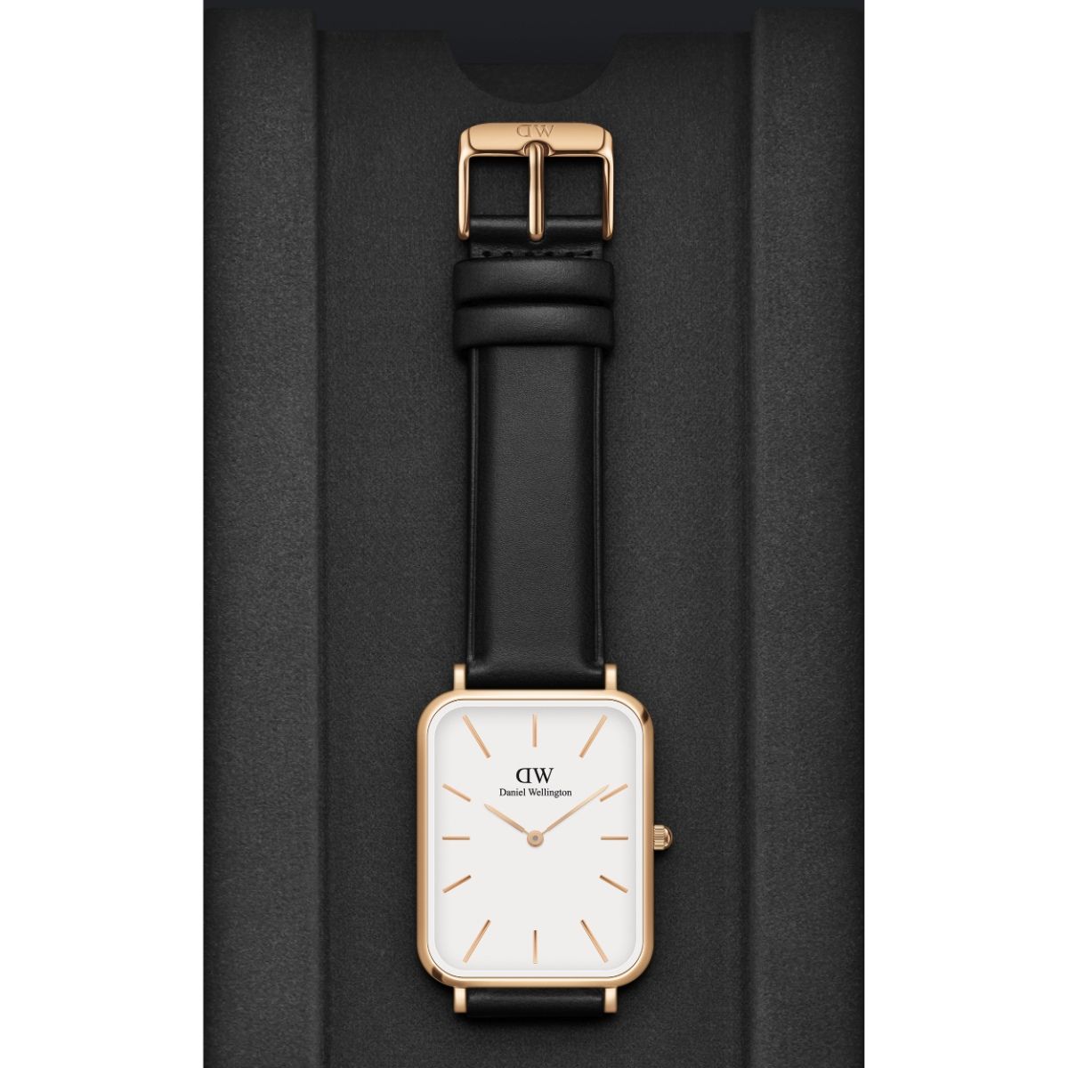  Shop Authentic Daniel Wellington Quadro White Dial Black Leather Strap Watch For Women - DW00100450 - Luxxuri