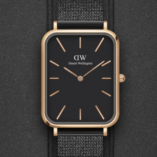 Shop Authentic Daniel Wellington Quadro Pressed Ashfield Black Dial Black Mesh Strap Watch for Women - DW00100467 - Luxxuri