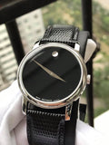  Shop Authentic Movado Museum Black Dial Black Leather Strap Watch For Men - 2100002 - Luxxuri