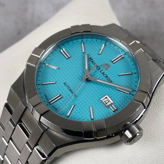  Shop Authentic Maurice Lacroix Aikon Automatic Sky Blue Dial Silver Steel Strap Watch For Men - AI6008-SS00F-431-C - Luxxuri
